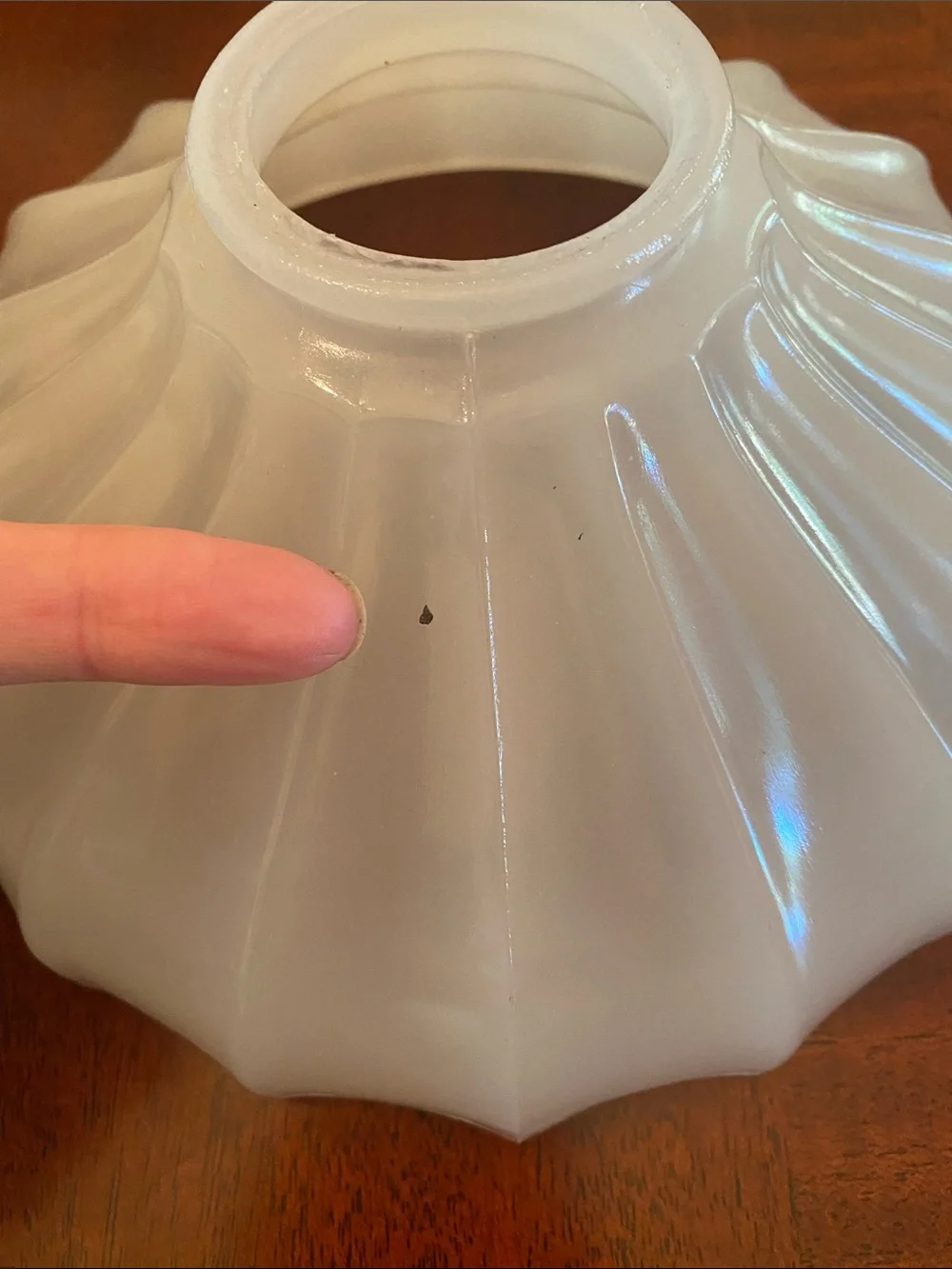 Milk Glass Ribbed Umbrella Pendant Light Shade 2.25” Fitter —Grayish Tint